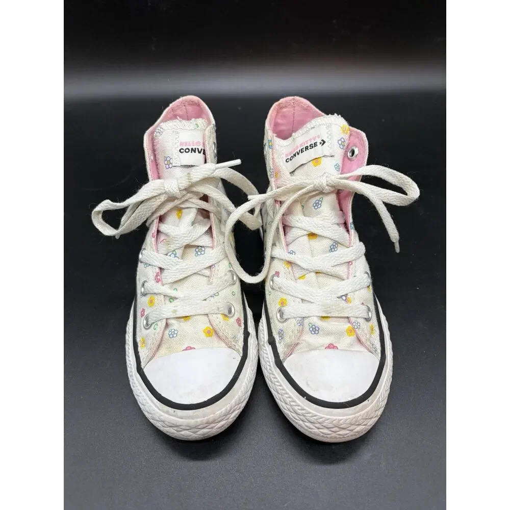Hello Kitty Converse All Star Chuck Taylor Junior Size 12 Rare High tops Floral